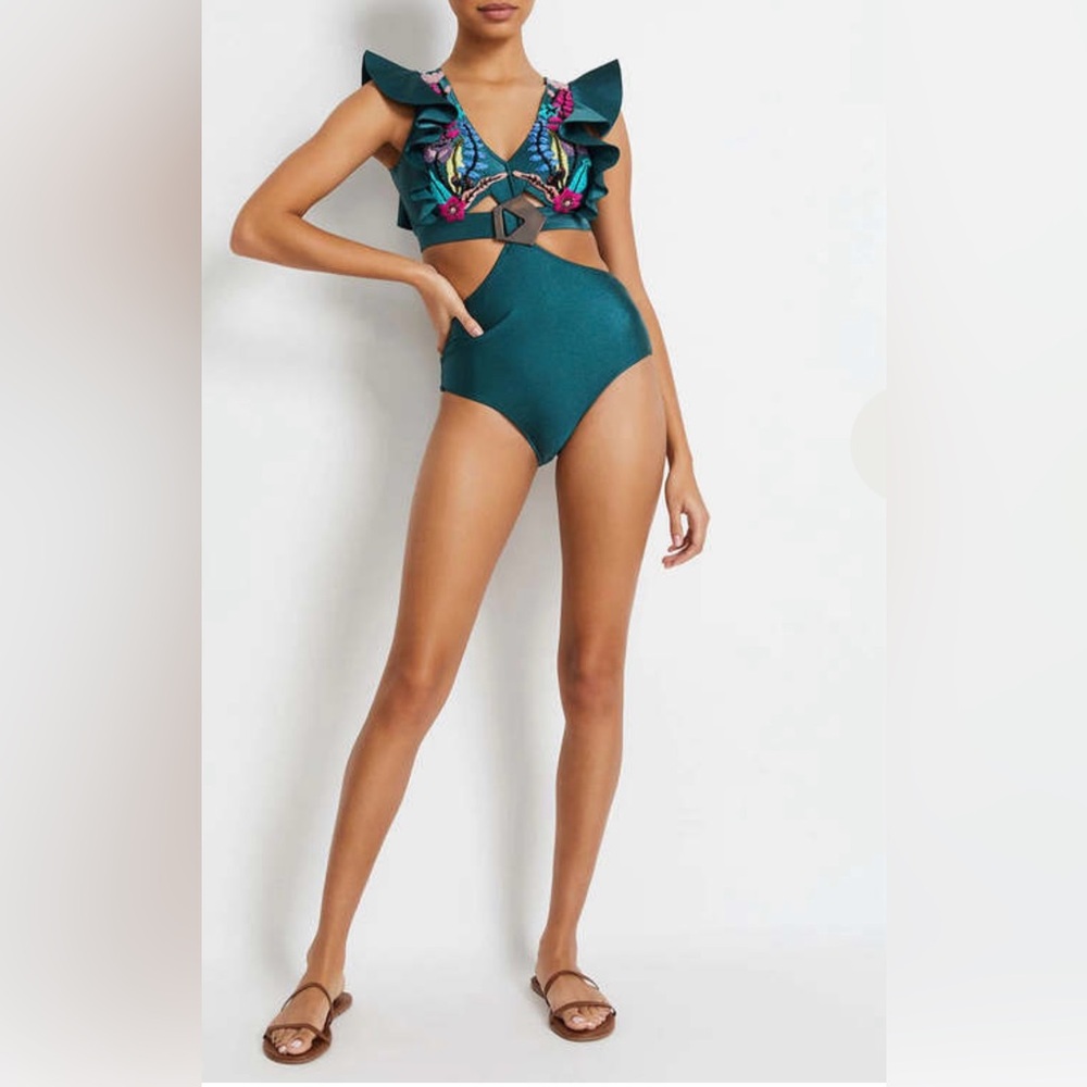 PatBO Hand embroidered swimsuit